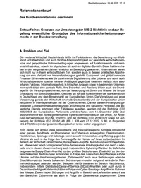 Referentenentwurf zur Umsetzung der NIS-2-Richtlinie