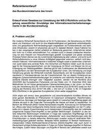 Referentenentwurf NIS-2 Richtlinie vom 02.06.2025